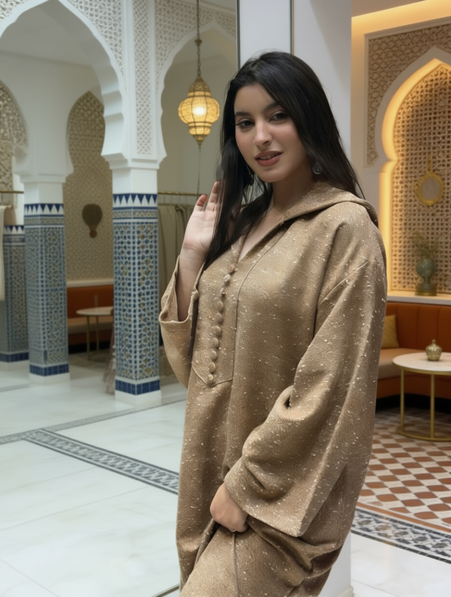 جلابة ثوب بوكليت. bouclette فصالة جبلية بالجياب