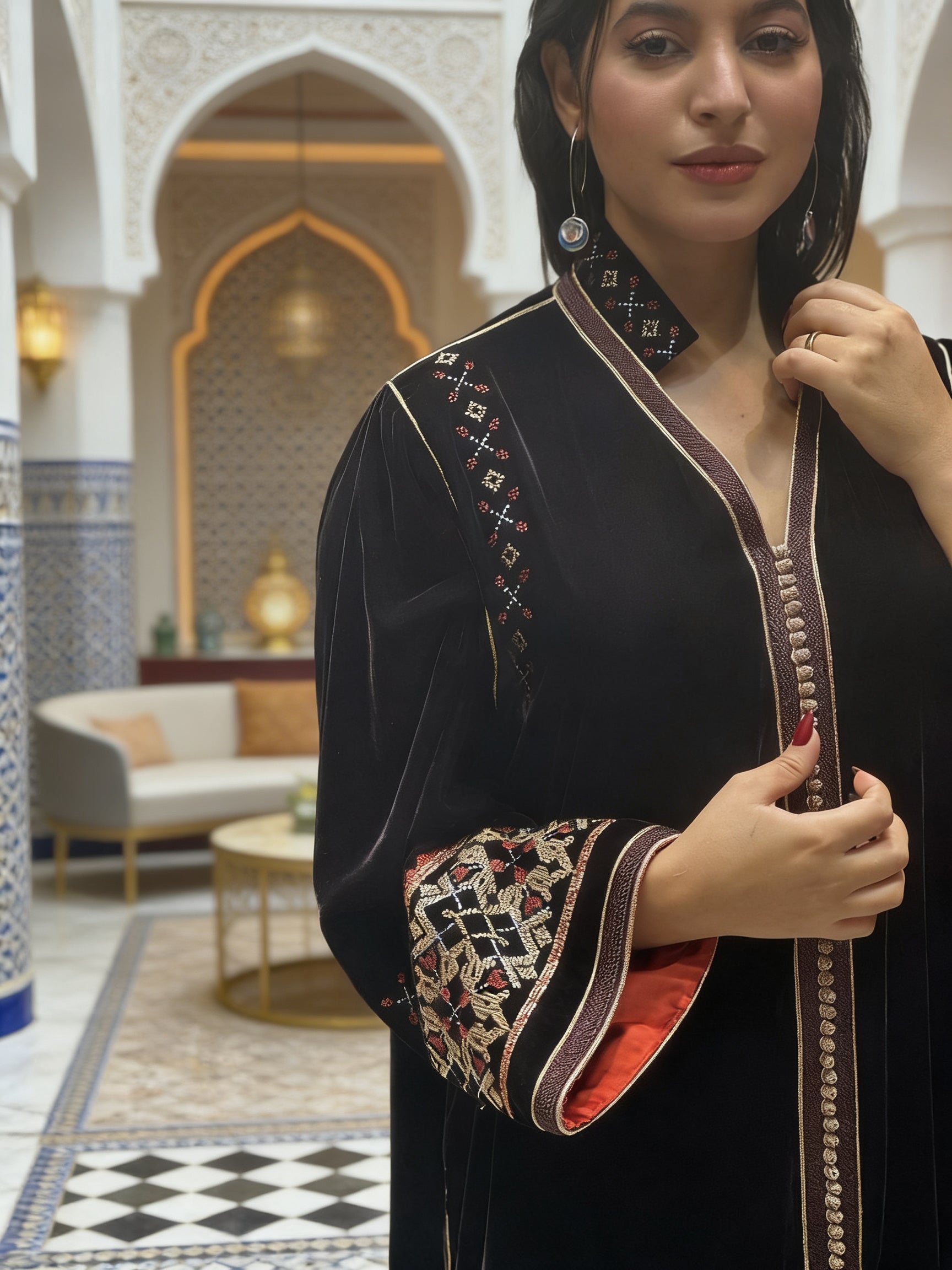 قفطان موبرا فصالة عادية بالطرز والسيفيفة والعقاد + الدوبلور فالكمام