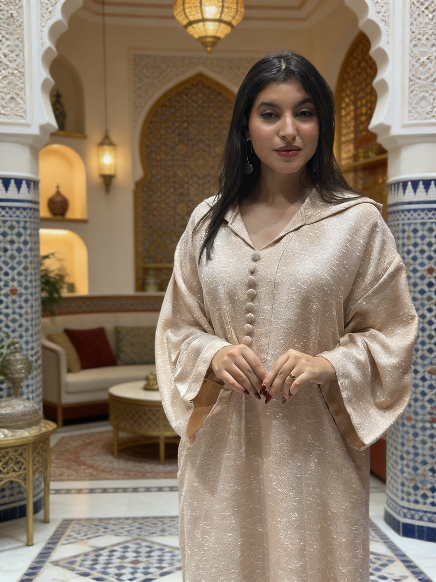 جلابة ثوب بوكليت. bouclette فصالة جبلية بالجياب