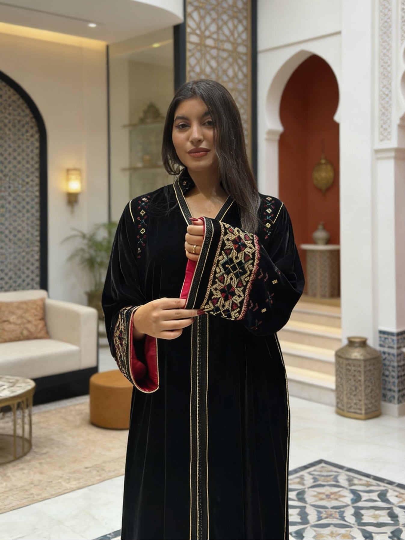 قفطان موبرا فصالة عادية بالطرز والسيفيفة والعقاد + الدوبلور فالكمام