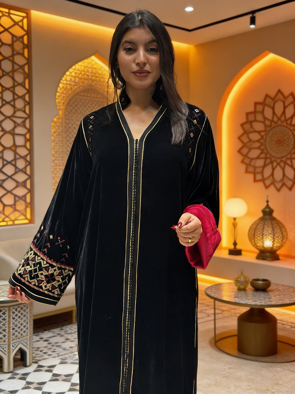 قفطان موبرا فصالة عادية بالطرز والسيفيفة والعقاد + الدوبلور فالكمام