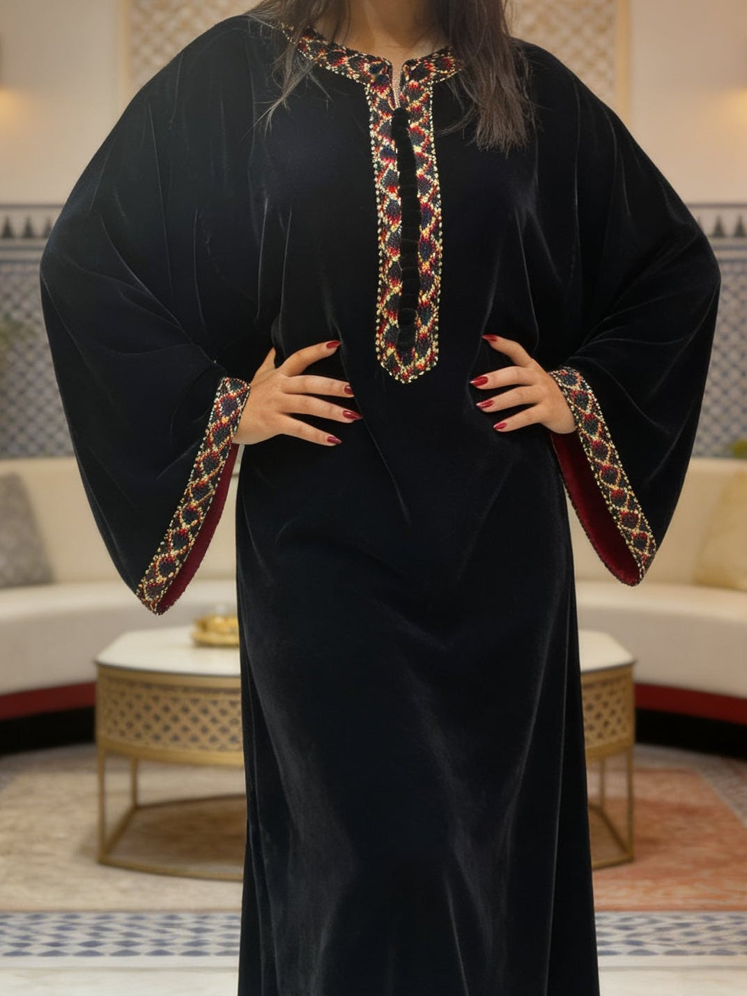 قفطان موبرا  اسود فصالة جبلية بالسفيفة