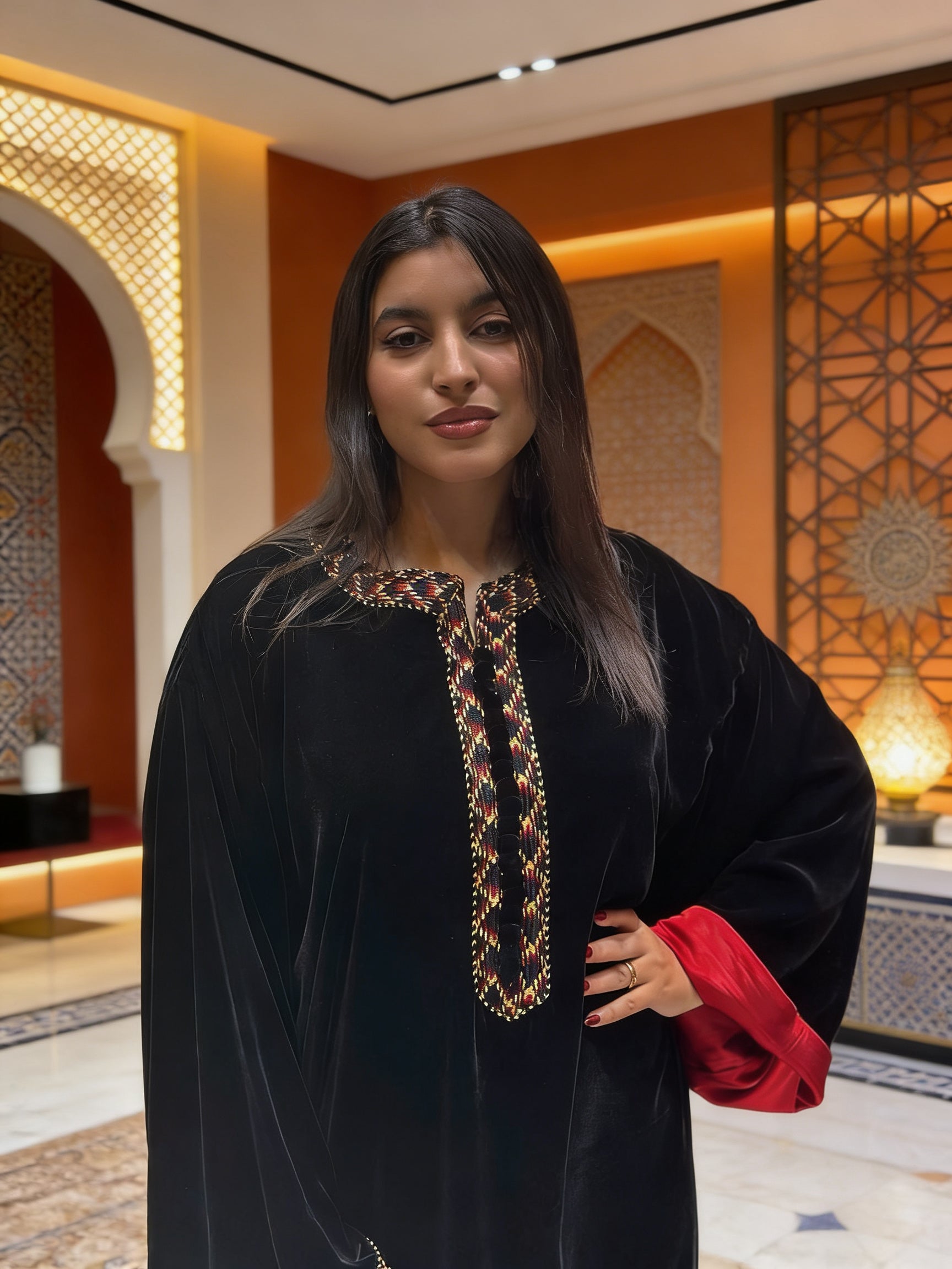 قفطان موبرا  اسود فصالة جبلية بالسفيفة