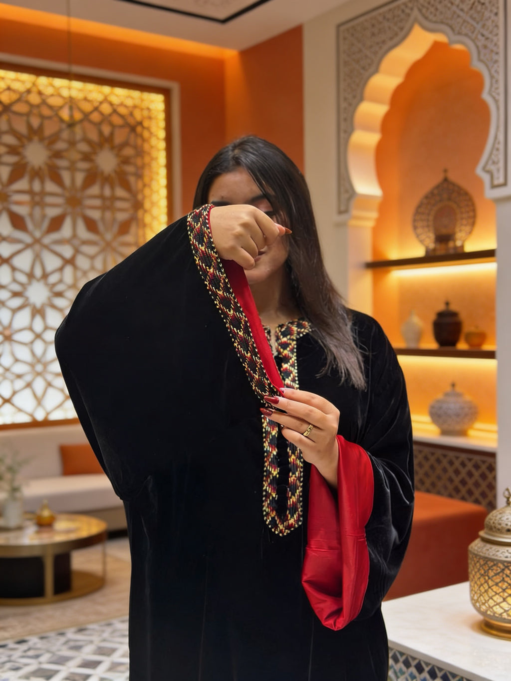 قفطان موبرا  اسود فصالة جبلية بالسفيفة