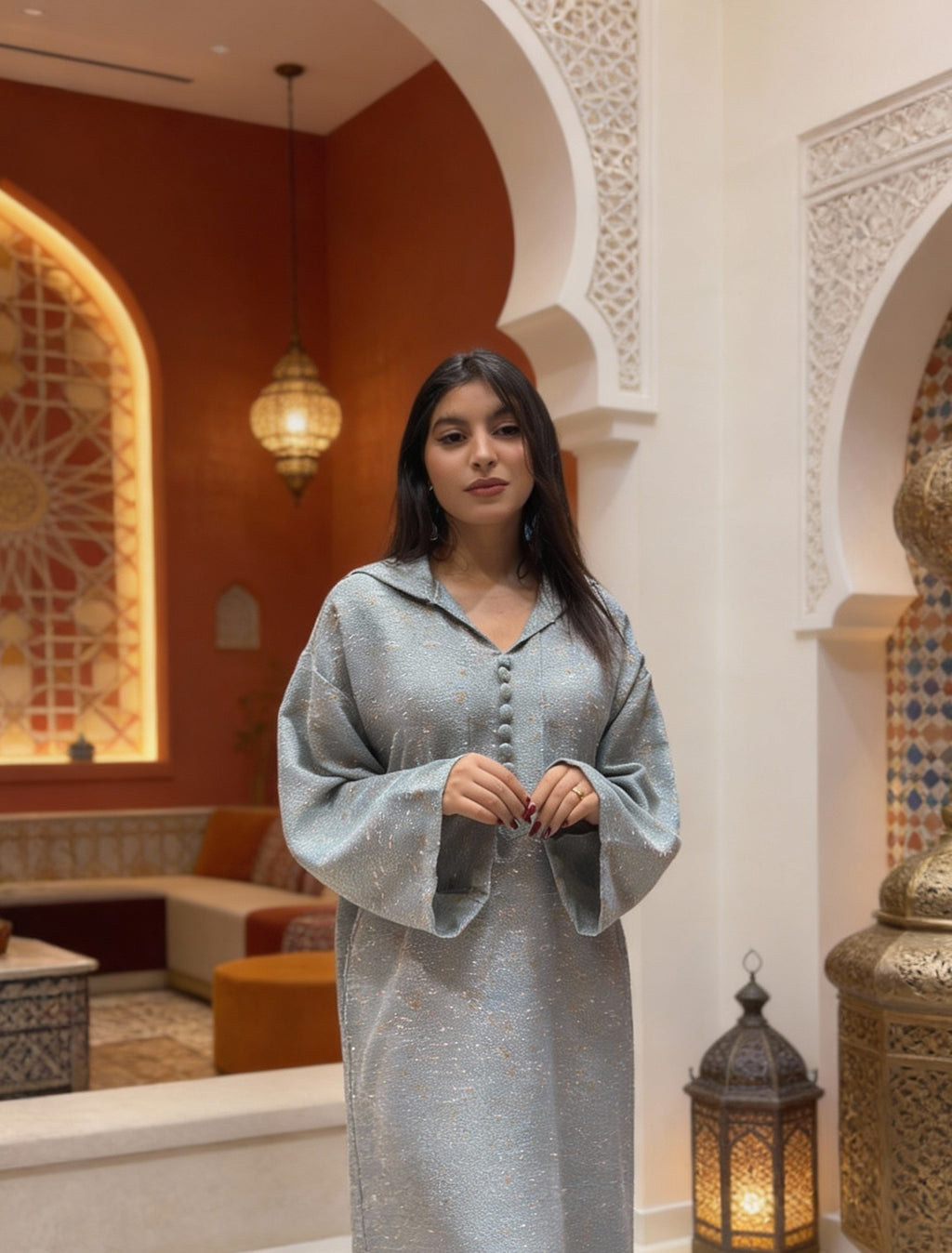 جلابة ثوب بوكليت. bouclette فصالة جبلية بالجياب